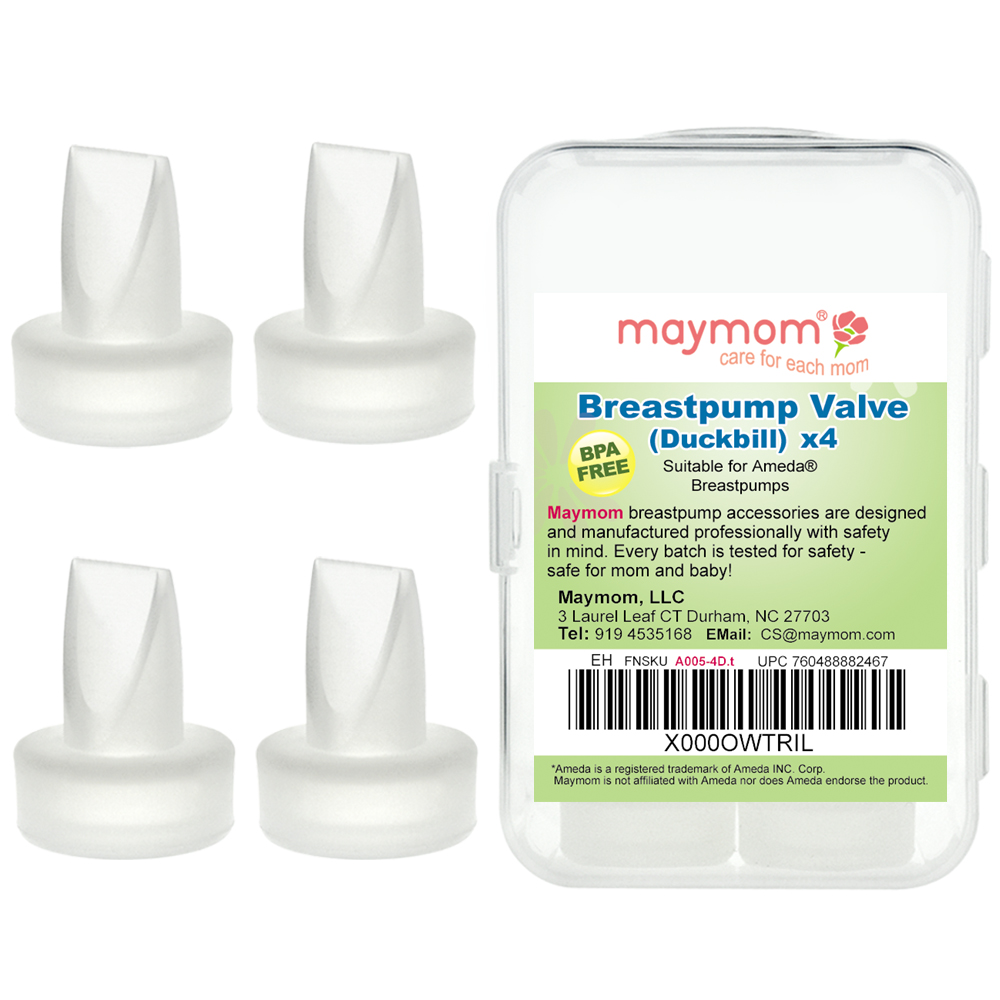 Maymom Pump Valves for Ameda Purely Yours Breast Pumps, 4pc/box, Semitransparent