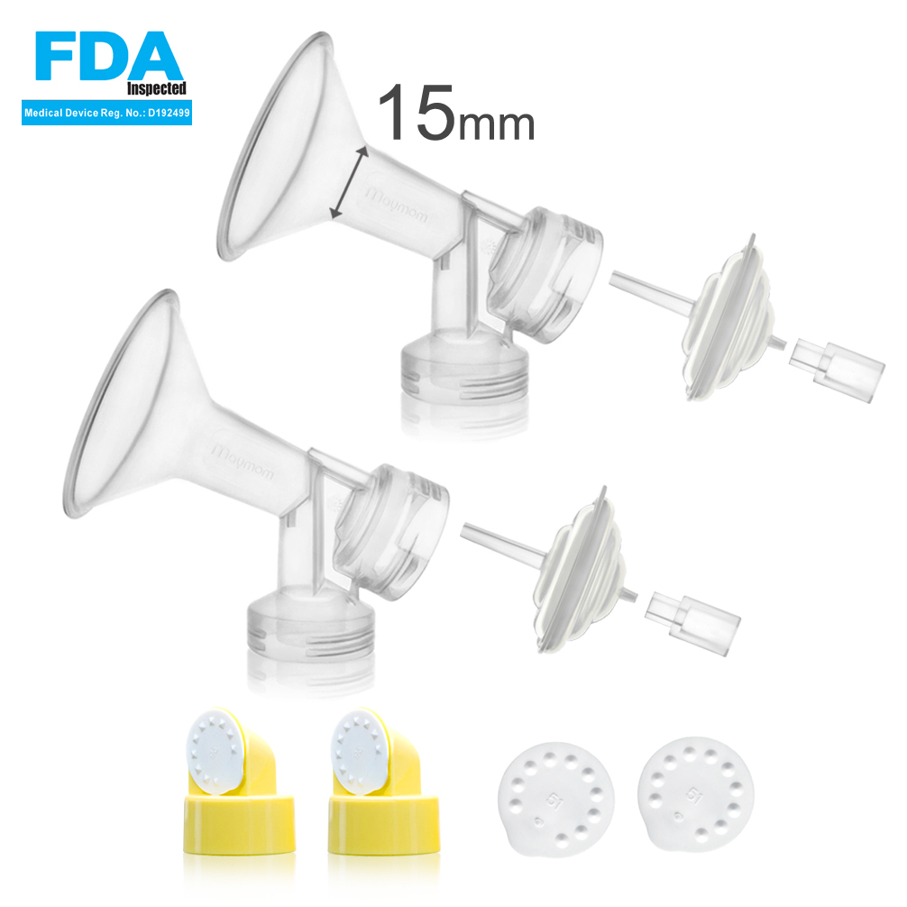 15 mm, 1- Piece Maymom Breast Shield with Valve and Membrane for Medela Breast Pumps 