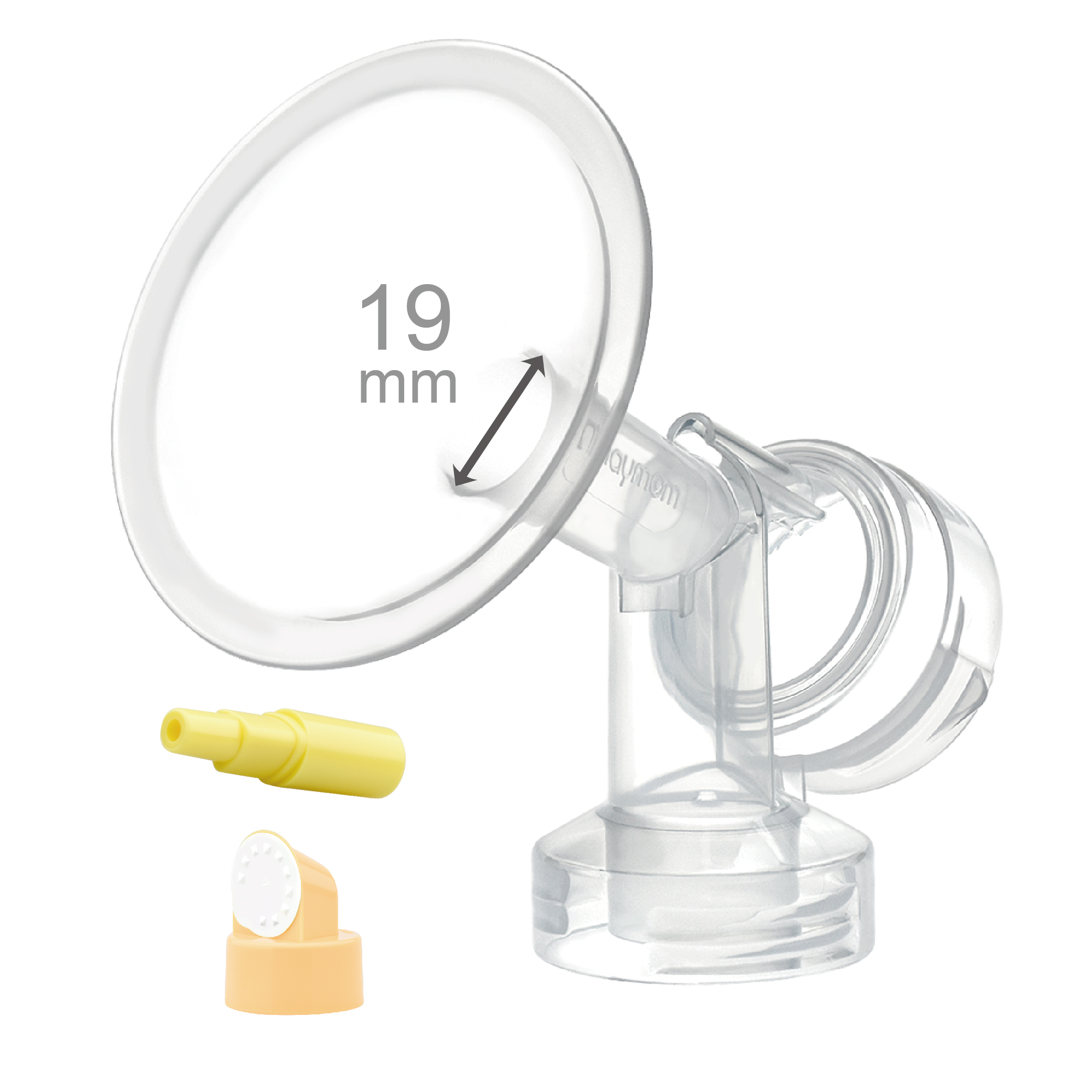19 mm Extra Small Flange w/ Valve and Membrane for SpeCtra Breast Pumps S1, S2, M1, Spectra 9; Narrow (Standard) Bottle Neck;
