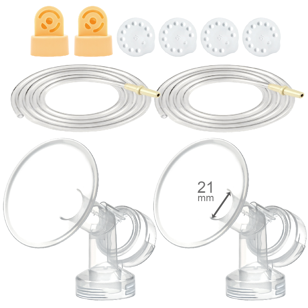 (image for) Breast Pump Kit for Medela Double Electric Pump in Style Pumps; 2 One-Piece 21mm Breastshields, 2 Valves, 4 Membranes