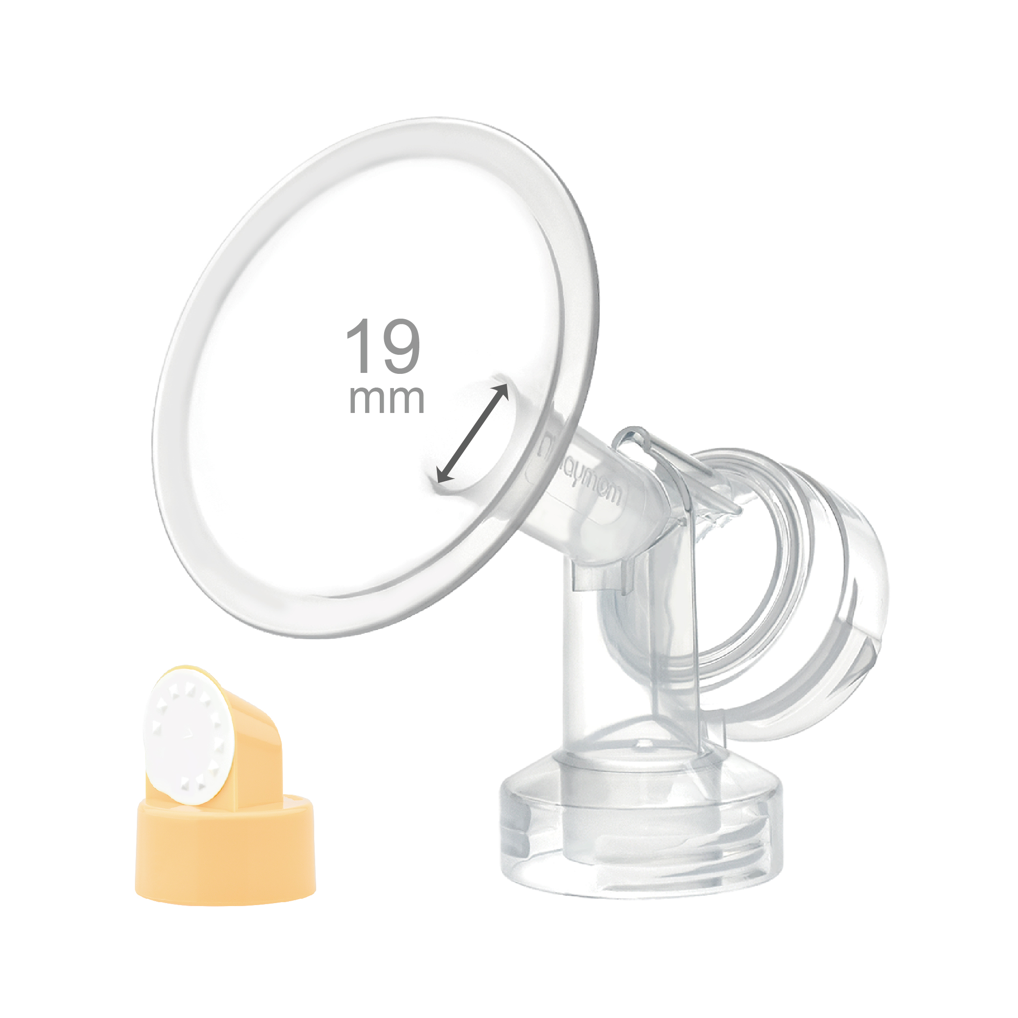 (image for) Maymom Breastshield (flange) with valve/membrane for Medela pumps, 19 mm, 1 pc; Narrow (Standard) Bottle Neck