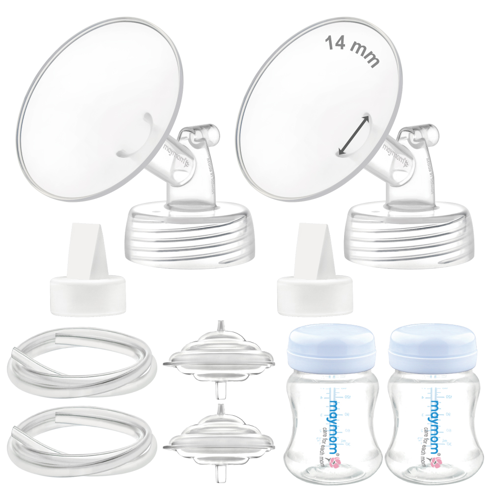 (image for) Maymom Pump Parts Compatible with Spectra S2 Spectra S1, incl 14mm Flange Valve Tube Bottle Backflow Protector