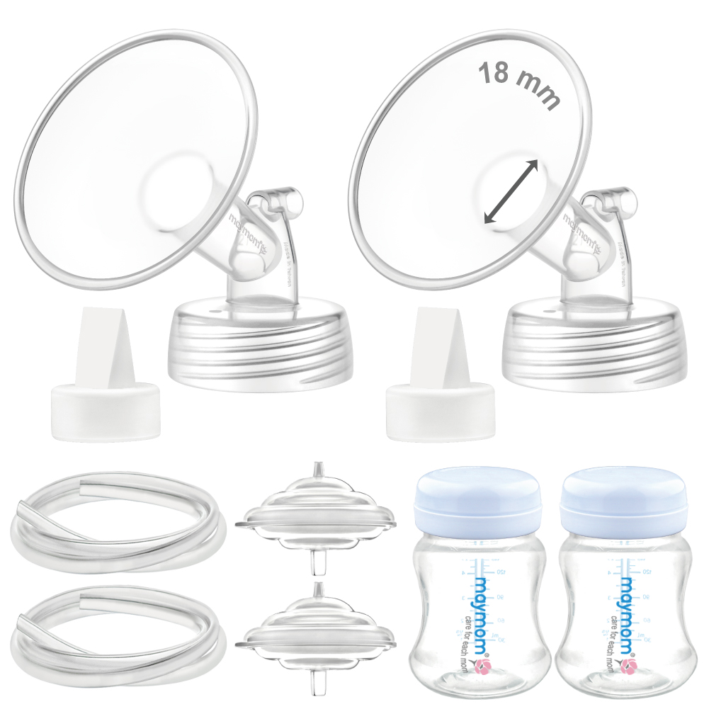 (image for) Maymom Pump Parts Compatible with Spectra S2 Spectra S1, incl 18mm Flange Valve Tube Bottle Backflow Protector