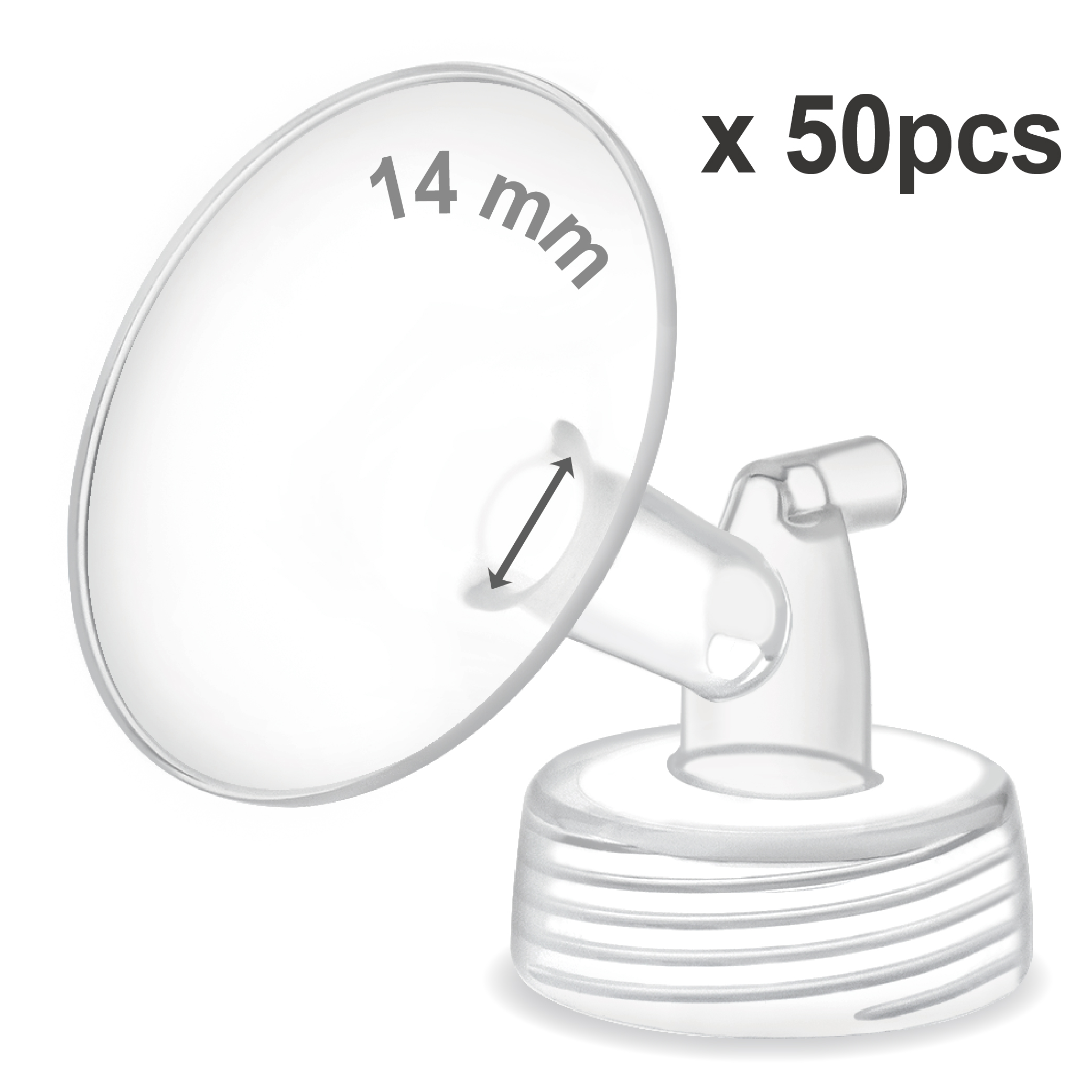 (image for) 14 mm Maymom Wide Neck Pump Parts for Spectra S1/S2 Pumps; Incl One-Piece Wide Mouth Flange; 50pc, for USA ONLY