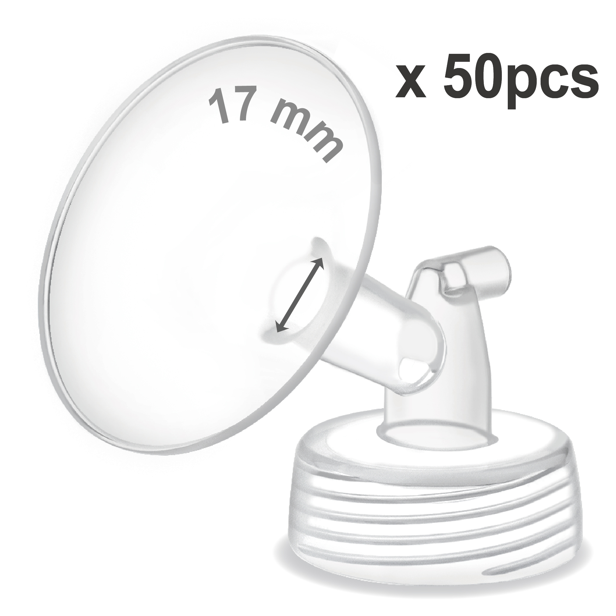 (image for) 17 mm Maymom Wide Neck Pump Parts for Spectra S1/S2 Pumps; Incl One-Piece Wide Mouth Flange; 50pc, for USA ONLY
