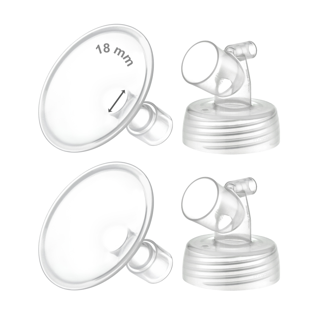 (image for) Maymom Two-Piece Wide Neck Pump Parts for Spectra S1/S2 Pumps; Incl Wide Mouth Flanges; Not Original Spectra Flange (18 mm Two Flanges)