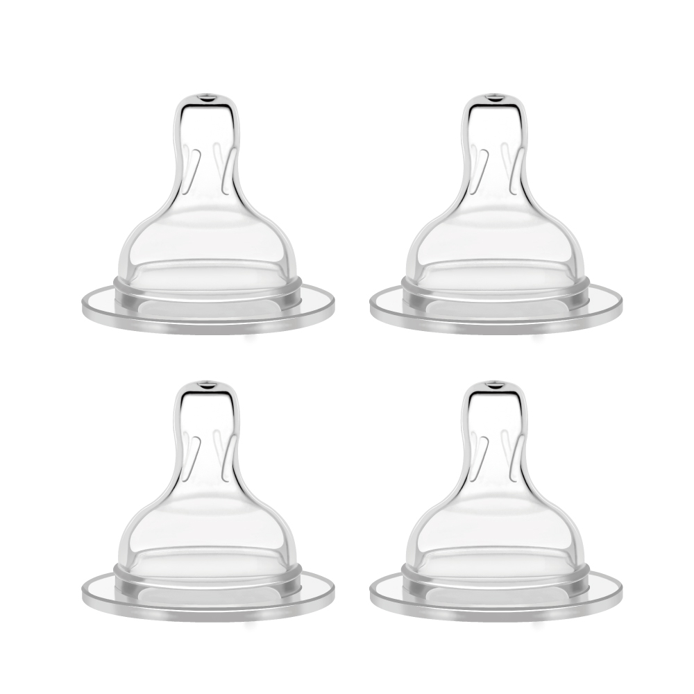 (image for) Maymom Silicone Nipple Medium Flow, 4pc; Compatible with Spectra/Motif Luna/Maymom Widemouth Bottles